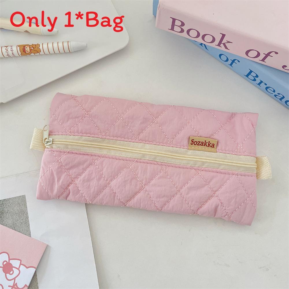 Student Pencil Case Soft Fabric With Zipper For Girls And School Supplies
