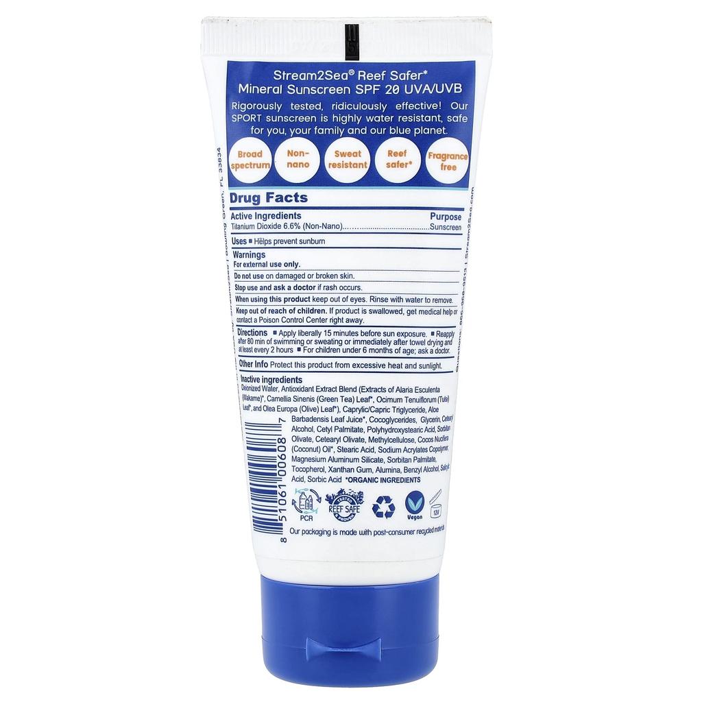 Stream2Sea, Water Sports Sunscreen, Spf 20, 90Ml(3Fl Oz)