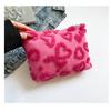 Plush Cute Love Makeup Bag Portable Skincare Product Lipstick Storage Bag Hand-Held Inner Bag Korean Brush Pencil Cases