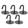 5 Pcs Black Pad Eye Plate Heavy Duty J Shaped Hook Practical Ceiling Mount Hanger  Hanging Plants