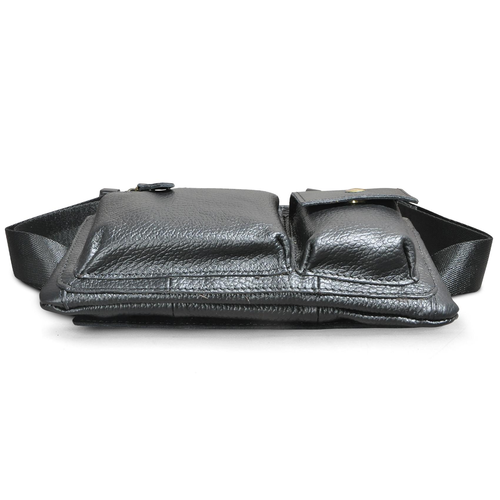 Мужская качественная кожаная повседневная модная дорожная поясная сумка нагрудная сумка — фото 6