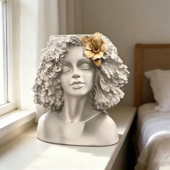 Vaso Viso in Resina Scultura da Montare sulla Testa Vaso Artistico per Piantare Leggero Vaso Fiori Avatar in Resina Regalo per Amanti delle Piante Decorazione per la Casa