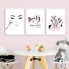 Mode Schönheit Make-up Pinsel Poster Wand Kunstdrucke moderne rosa Schleife Leinwand Malerei Bilder für Mädchen Schlafzimmer Home Dekoration