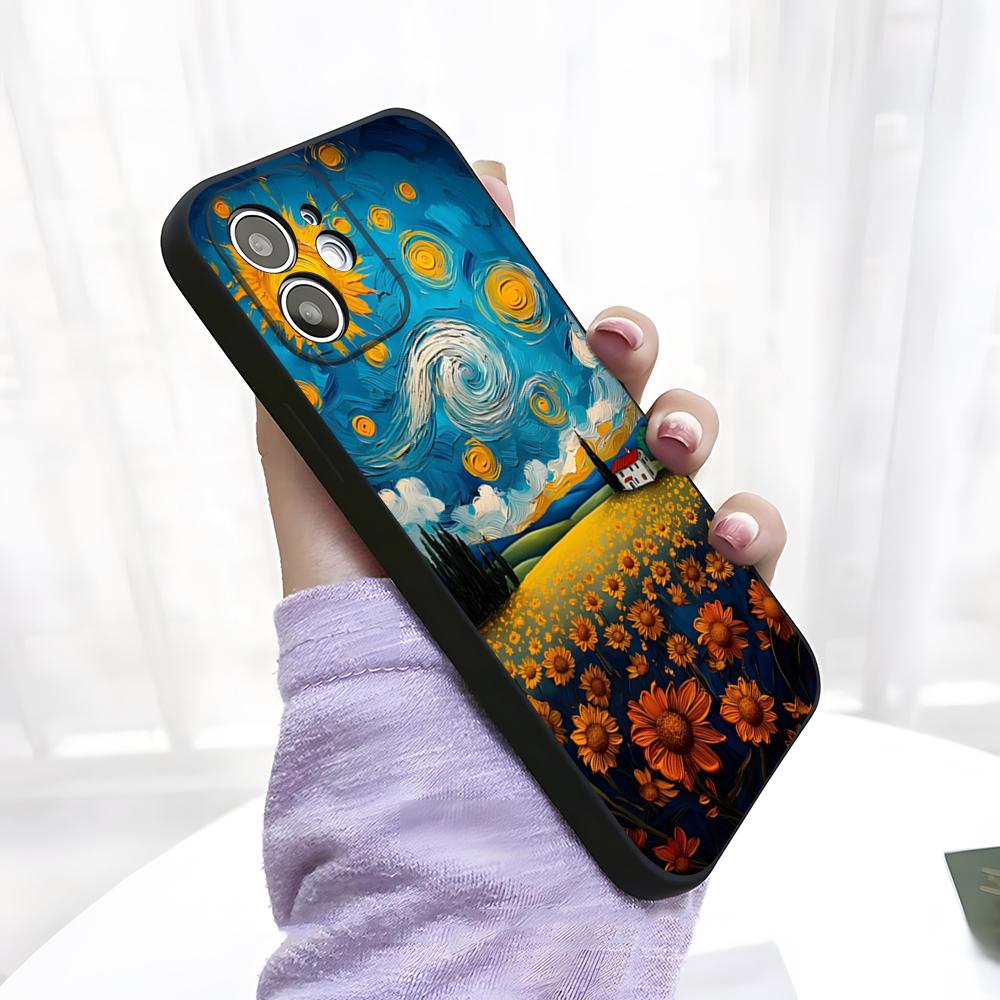 Sunflower Starry Phone Case For IPhone 17 Pro Max 15 Pro 16 14 Plus 12 13 Mini 11 Pro Shockproof Soft Cover