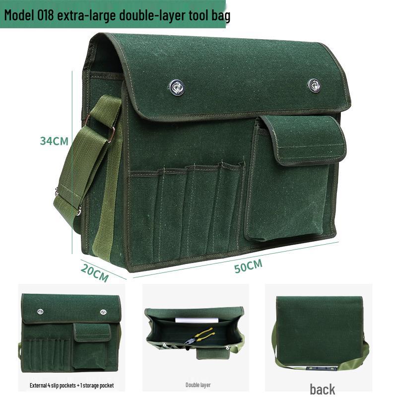 Sturdy Multifunctional Canvas Electrician Tool Bag - Durable, Wear-Resistant Hardware Organizer Pouch