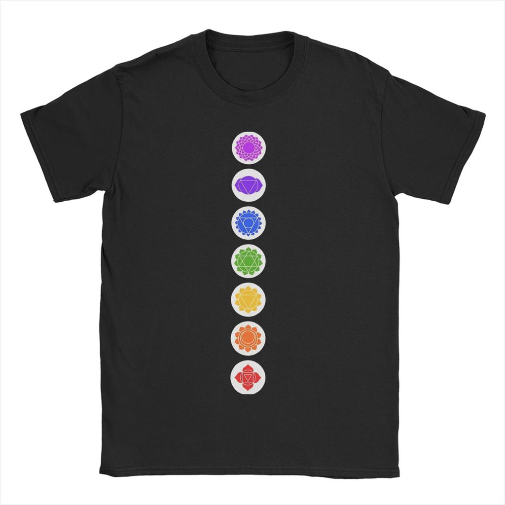 Chakras Spiritual Meditation Zen Om Buddhism Energy Unisexs T Shirts Leisure Tees Short Sleeve Crewneck TShirt