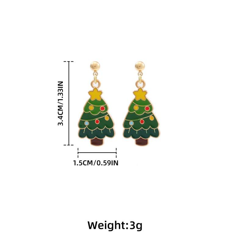 Festive Star Layered Dangle Earrings Women Zinc Alloy Drop With Christmas Tree Hat Design Oil Paint Finish