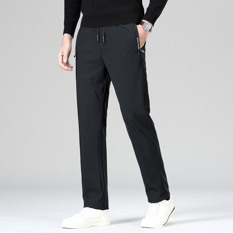 Pierre Cardin Men's Thickened Drawstring Straight-Leg Casual Pants