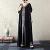 Solid Heavy Embroidery Plus Size Loose V-Neck Pullover Bohemian Vacation Solid Color Long Dresses