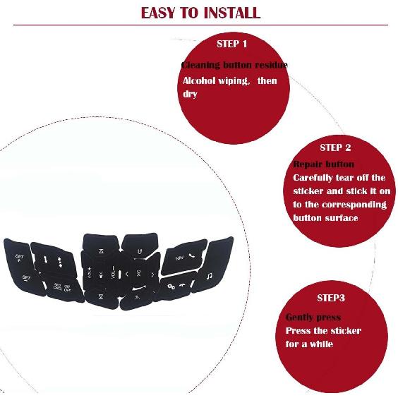 Car Button Stickers Interior Decals Compatible with Ford Mustang     Steering Wheel Switch Control Dash Button Repair Sticker Kit
