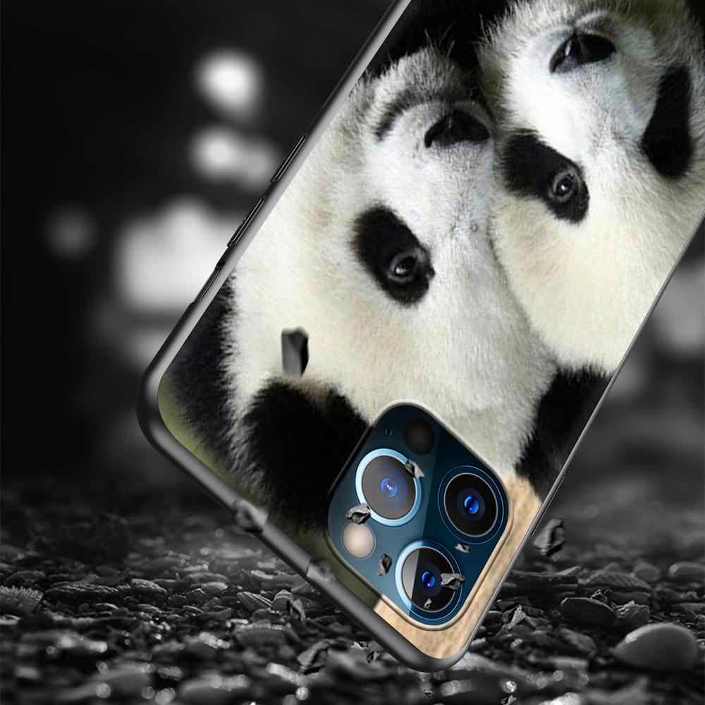 Chinesische Bär Panda Hülle für Apple iPhone 14 11 13 12 Pro Max XR 7 8 + SE 2020 XS 6 6s Plus 5 5s Schwarz Silikon Handyhülle Coque