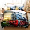 Funda Nórdica Tamaño Completo Trenes para Niños Juego de Cama de Locomotora de Vapor Microfibra 3D Vehículos Ferroviarios Cubierta de Edredón para Decoración de Habitación de Niños Adolescentes