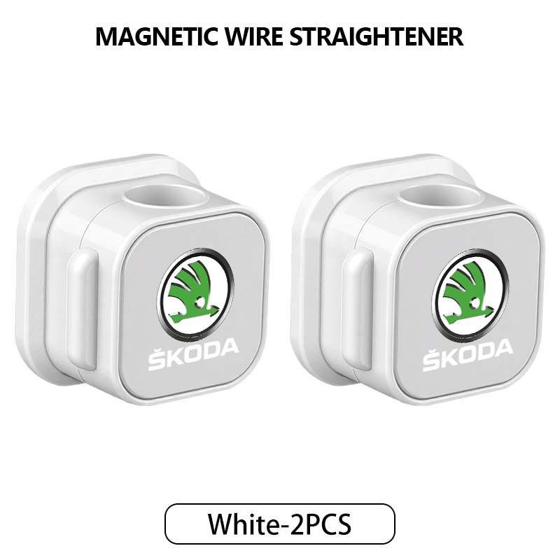 Lhwqr2 For Skoda Magnetic Protector Cable Clip Organizer USB Charger Cable Holder Cable Management Kodiaq Fabia Kamiq Karoq Octavia 2 3
