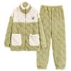 Women's Flannel Jacquard Pajamas - Zippered, Thickened, Warm Autumn/Winter Outerwear