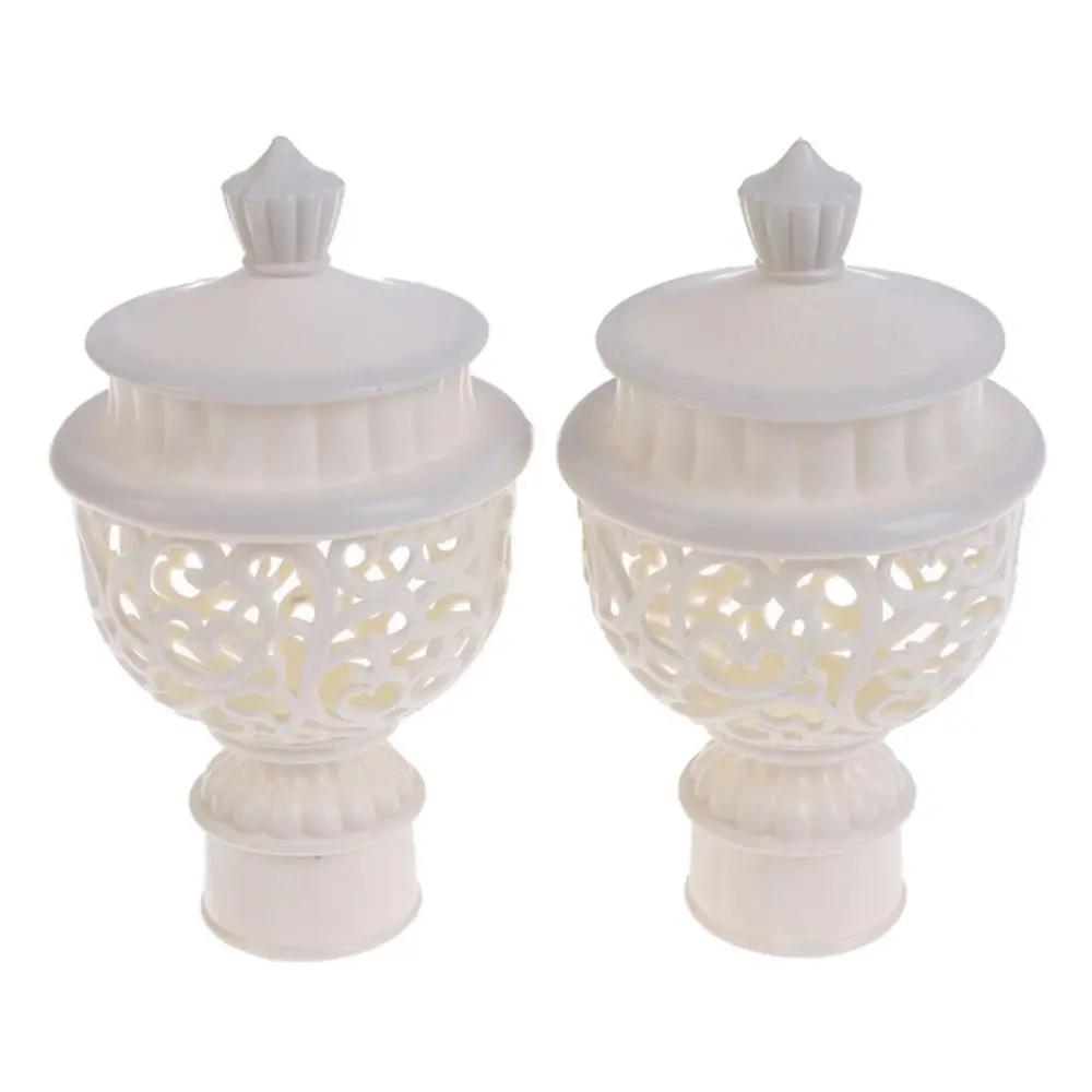 2pcs European Style Curtain Rod Cap Retro Roman Pole Curtain Rod Plug Drapery Rail End Practical Curtain Plastic Decorative Head