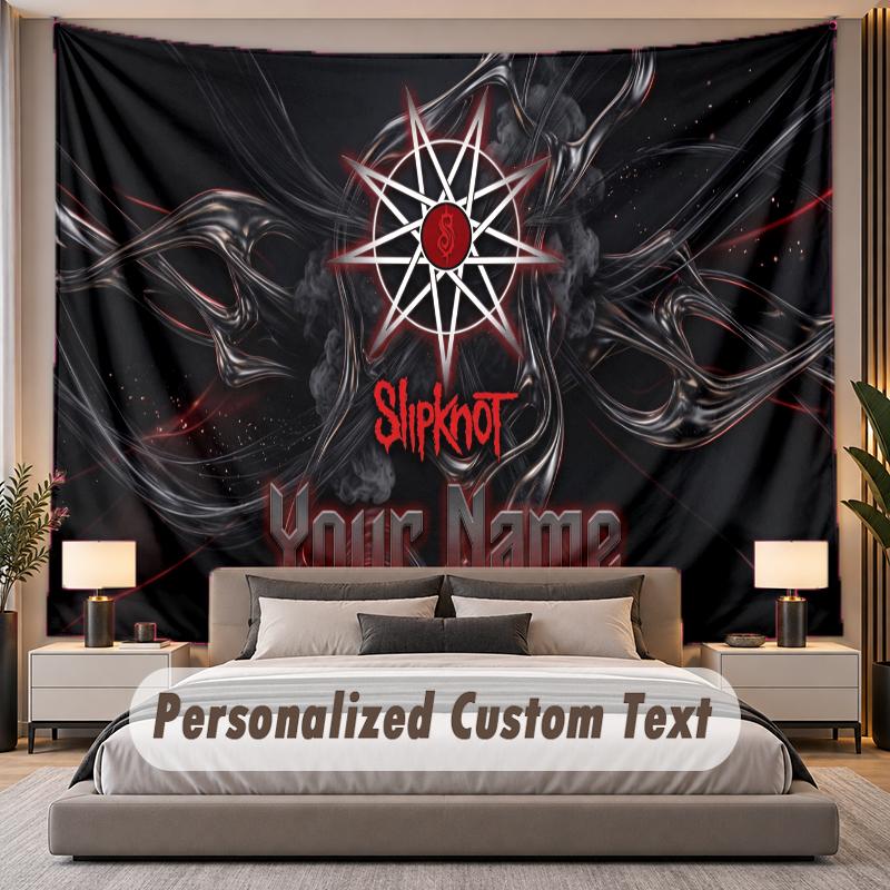 Custom Name Text Tapestry Slipknot Personalized Polyester Wall Tapestry For Bedroom And Room