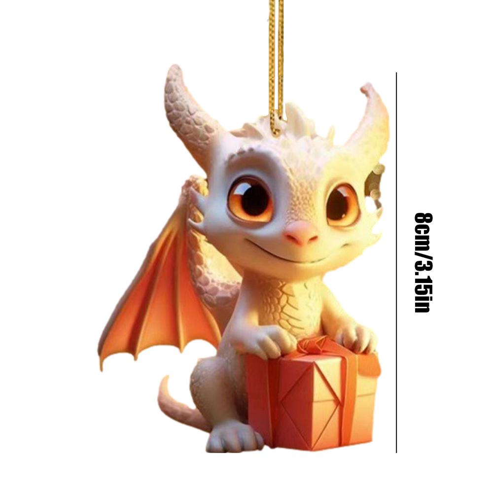 Christmas Dragon Car Dashboard Ornaments 2D Acrylic Dragon Pendant Charm Christmas Dragon Character For Vehicle Decoration