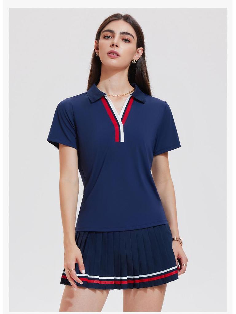 Cai Jue Women's Quick-Dry Short Sleeve Polo for Outdoor Sports & Fitness