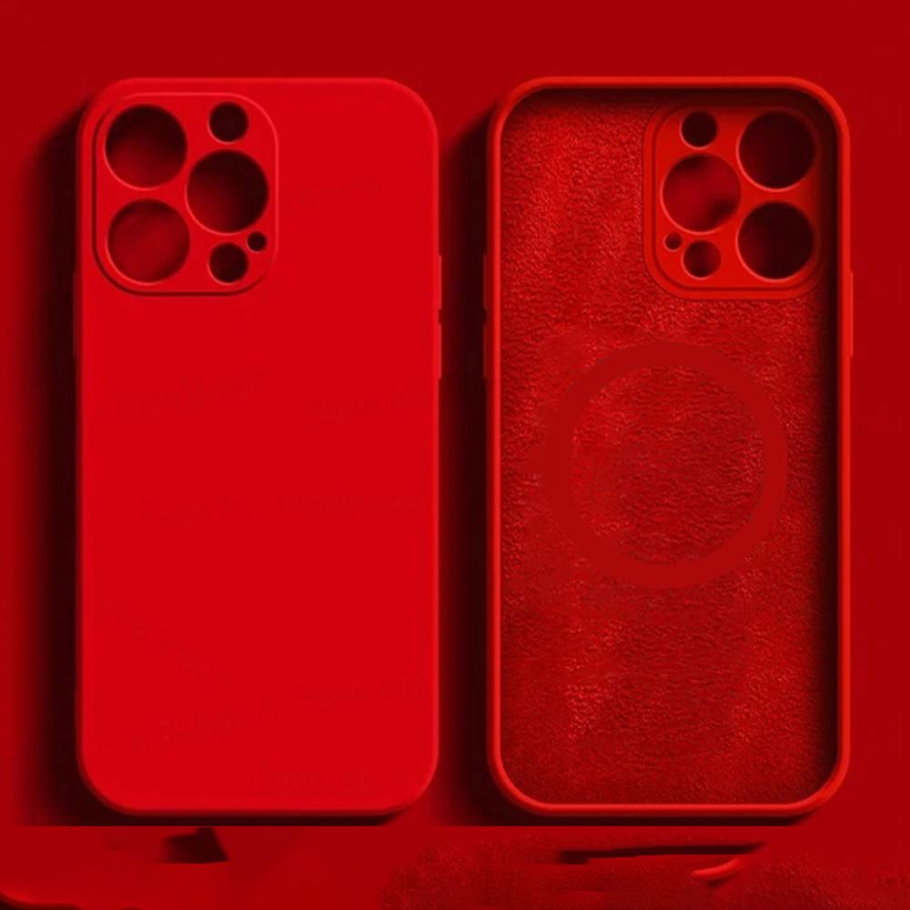 

For iPhone 15 Pro Max Magnetic Case Shockproof Soft TPU Phone Cover Red