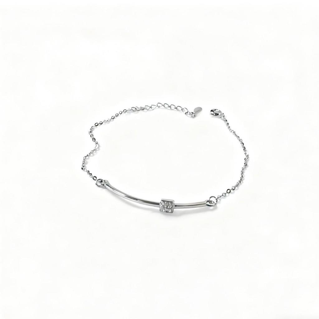 S925 Sterling Silver 18k Gold Plated Sugar Cube Bracelet with Zircon for Women