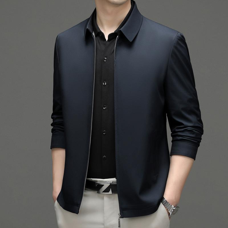 

Весна Новая Однотонная Куртка на Молнии Мужская Тренд Повседневная Куртка с Лацканами 7XL чёрный