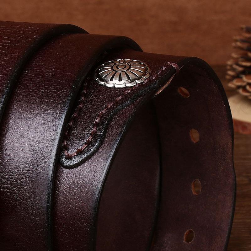 Belt Men's Real Cowhide Personalized Metal Retro Belt Pin Buckle First Layer Cowhide Casual Belt
