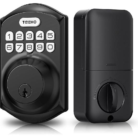 TEEHO TE001 Keyless Entry Door Lock with Keypad - Smart Deadbolt Lock for Front Door with 2 Keys - Auto Lock - Easy Installation - Matte Black Traditional