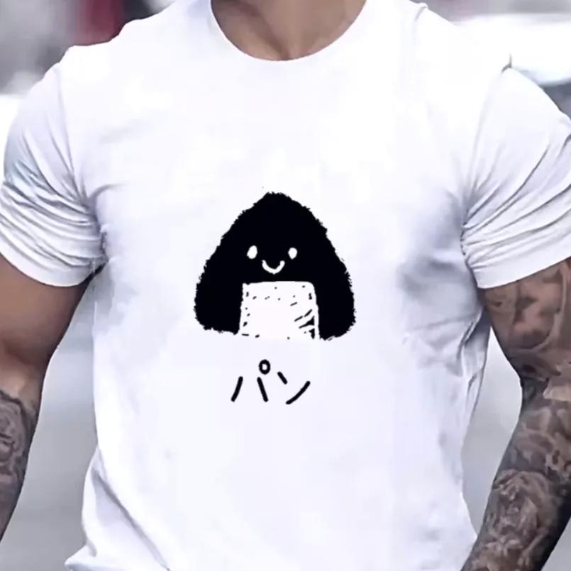 Cartoon Rice Ball Japanese Style Y2k Simple Men Women T-shirt Cute Summer Casual Hip-hop Unisex Street Harajuku Soft Tee Tops
