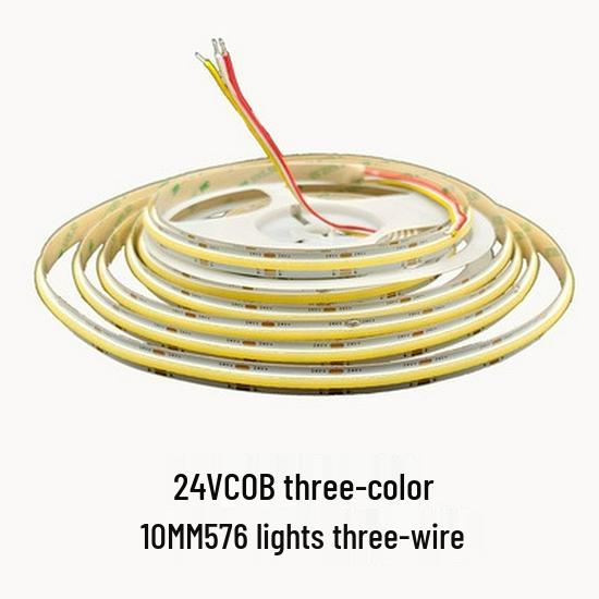 COB Self-Adhesive LED Light Strip: Flexible 5V/12V/24V, Low Voltage, Three-Color for Home, Ceiling, Cabinet, and Mall Decor