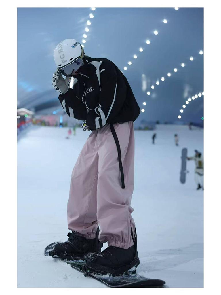Unisex Waterproof Velvet Ski Pants for Winter Outdoor Sports - Trendy American Casual Joggers