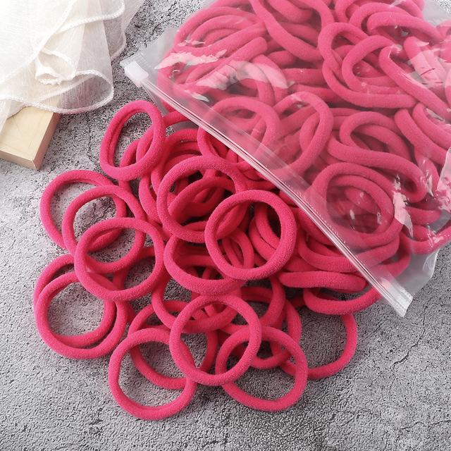 50 Solid Color Elastic Hair Ties - 4cm Girl's Ponytail Rings, Hot Sale Hair Accessories