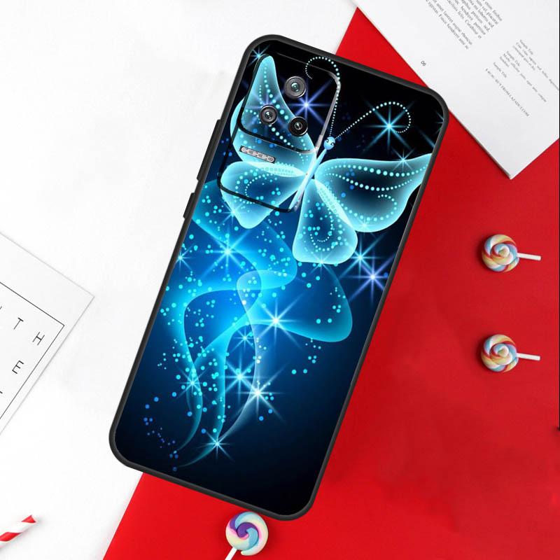 Luxury Blue Butterfly Butterflies Cover For Xiaomi 13T 11T 12T 14T Pro 13 14 15 Ultra POCO X7 Pro X3 X5 X6 F5 F6 M6 Pro Case