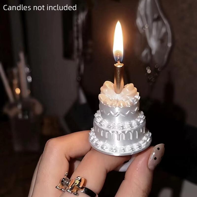 Birthday Cake Opening Ring With Candle Photo Props 3D Cake Shape Ring Cute Party Decor Finger Ring For Birthday Celebration