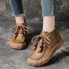 Stiefeletten für Damen Rindsleder 2026 Herbst und Winter Neu Dicksohlige Leder-Kurzstiefel Damen Retro Samt Damenstiefel