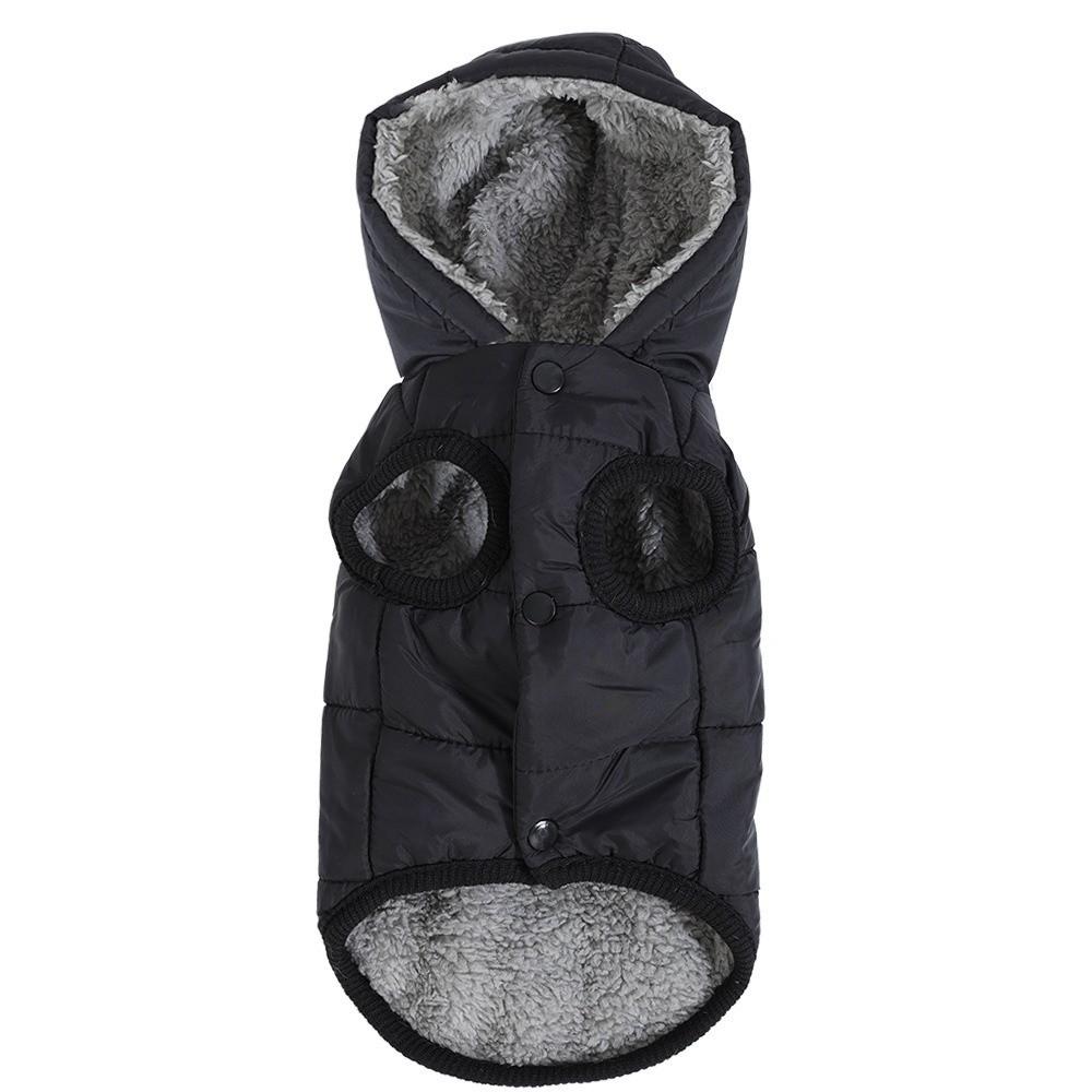 Modische Verdickte Welpenkatzenkleidung mit Kapuze Winddicht Warmer Mantel Weiche Kälteschutzjacke Herbst Winter