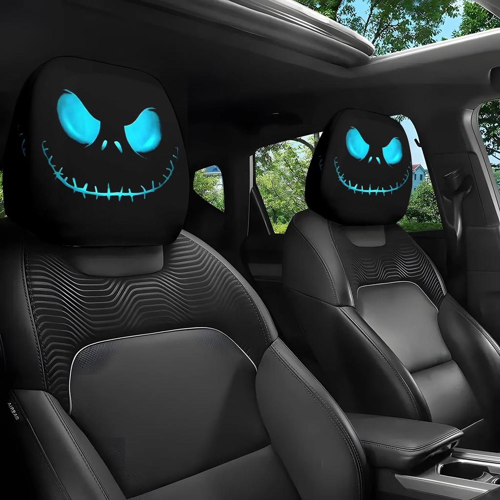 Xiaomi 2pcs Smiley Face Printed Car Pillowcase Soft Comfortable Decorative Cushion Cover Washable Car Neck Pillowcase Seat Cover