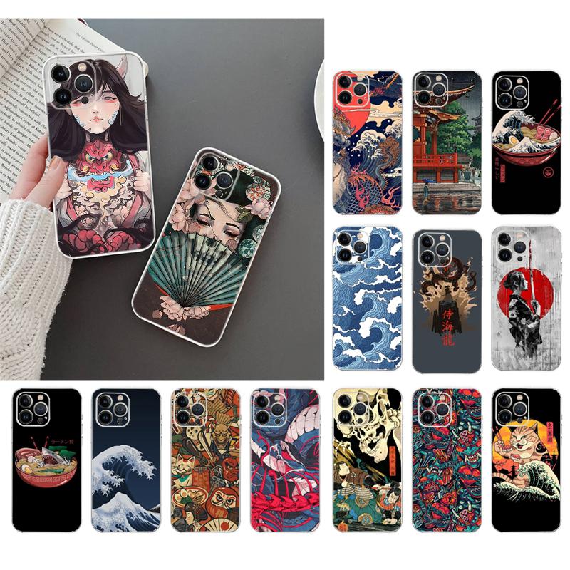 Phone Case For Iphone 17 Pro Max Air 16 15 14 13 Pro Max 15 16 Pro 15Plus Japanese Style Art Wave