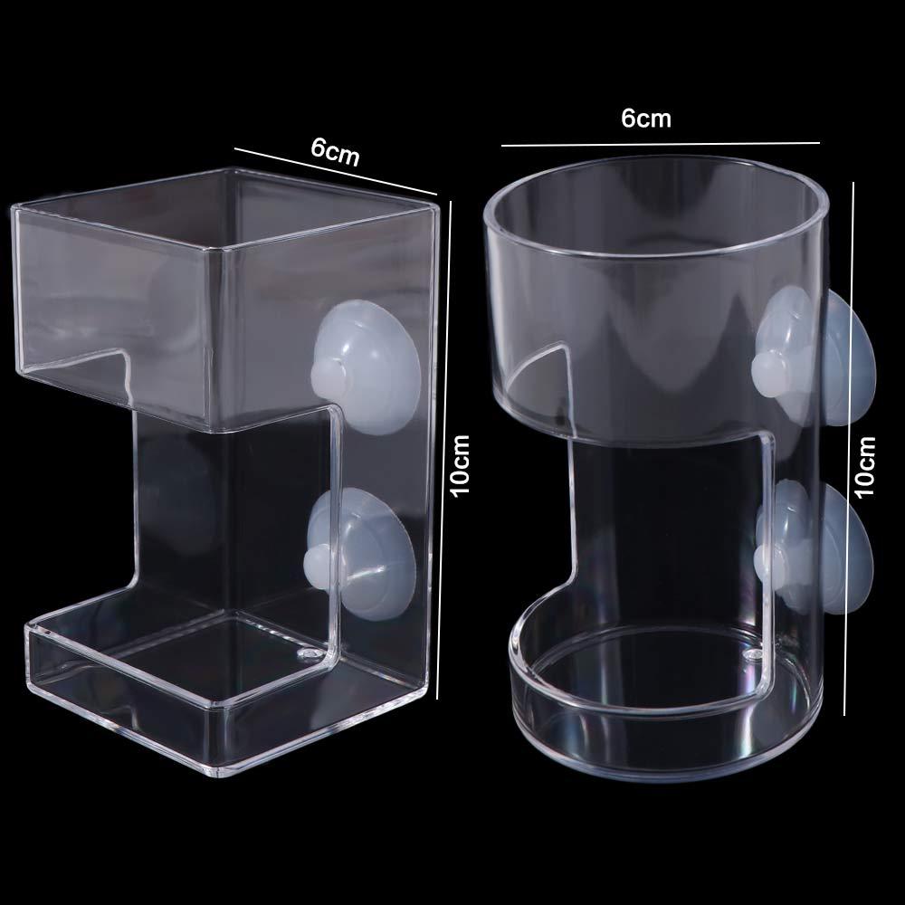 Transparent Suction Cup Fish Feeder Square/Circle Aquarium Feeding Ring Aquarium