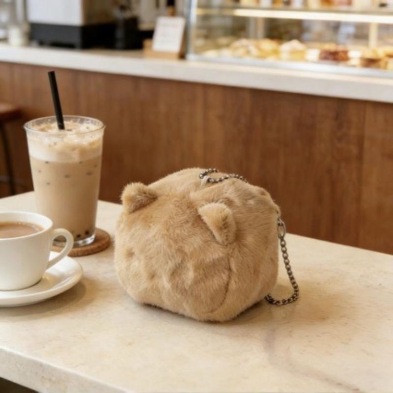 Cute Square Kitten Plush Keyring for Kids Simulation Tofu Plush Toy for Backpacks and Handbags