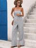 2026 Spring/Summer Women's Sleeveless Striped Bandeau Jumpsuit - Casual, Comfortable European & American Style, Straight-leg Design