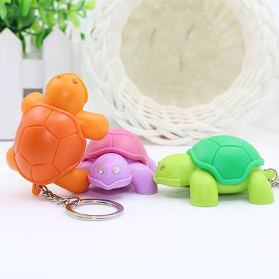 Creative Turtle Keychain LED Light Sound Key Ring Holder Bag Hanging Pendant