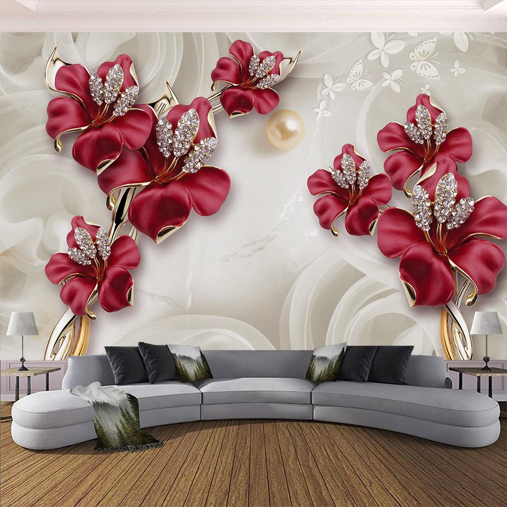 

Red Rose Flower Wallpaper Living Room Bedroom Wedding Room Background Floral Mural Wall Paper 200 cm(W) x 140 cm(H)