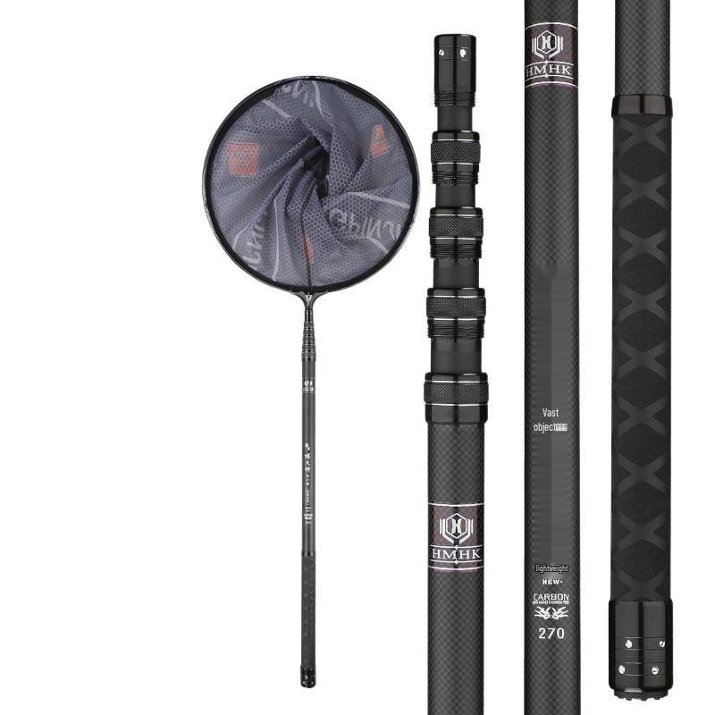 Ultra-Light Ultra-Hard Carbon Telescopic Landing Net Pole, 3m, Thickened Reinforced Short-Section Design