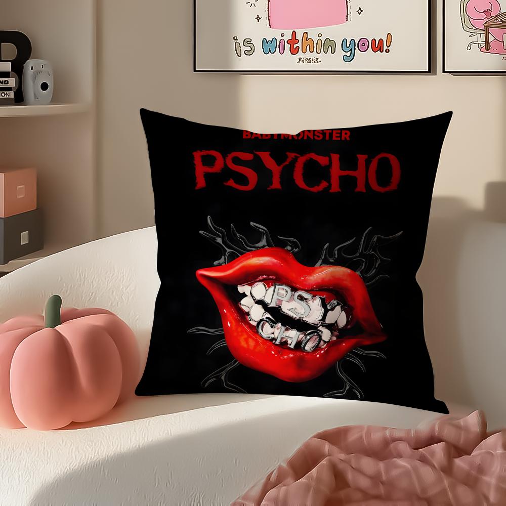 Stilvolle Kpop Girlgroup BBabymonster Kissenbezug Kissenhülle Kurzer Plüsch Verdeckter Reißverschluss Zimmer Sofa Kissenbezug