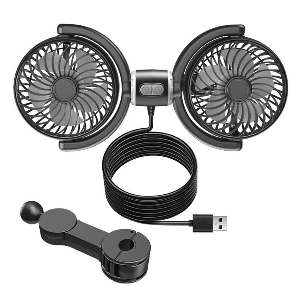Seat Back Fan 1Set Car Two Head USB Fan For Rear Seat With Adjustable Angled And Three Speed For Trucks SUVs Car