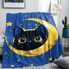 Black Cat Print Flannel Blanket, High Quality Comfortable for All Seasons, Home Decor, Warmth and Comfort, Perfect for Christmas Gifts
