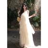 In Stock At the Actual Price, Korean Gentle Wind Lace Beautiful Back Suspender Dress, Spring New Holiday Wind Cake Long Dress for Women