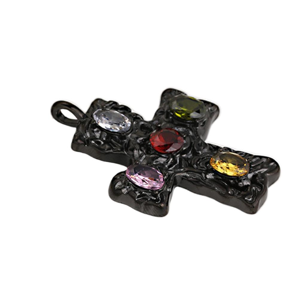 Colorful Crystal Zirconium Pendant Necklaces Hammered Necklace Fashion Cross Necklace  Women Men