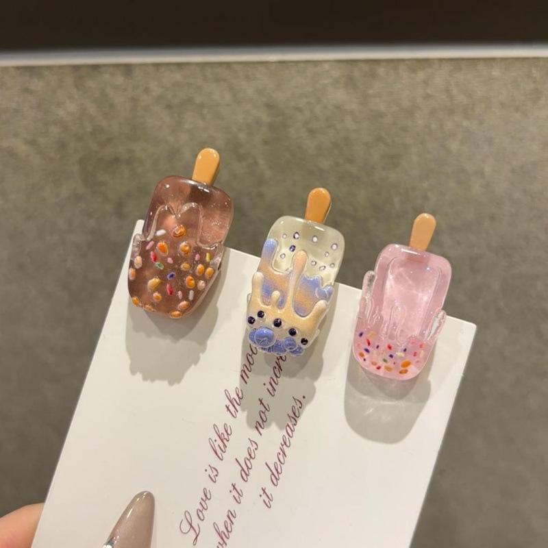1/3/5/10Pcs Kawaii 3D Popsicle Hair Clips Cute Resin Ice Cream Hairpins Summer Sweet Bangs Clip Girls Hair Accessories