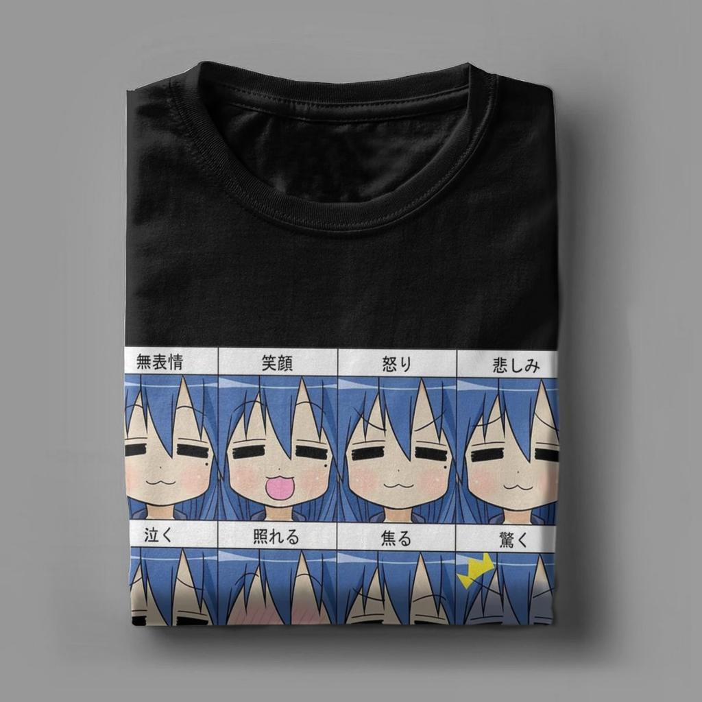 Konata Lucky Star Expresions T-Shirt Men Anime Casual Cotton Tees Round Neck Short Sleeve T Shirt Birthday Present Clothes